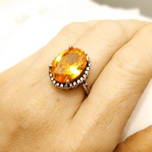Vintage Citrine Cocktail Ring set in Sterling Silver